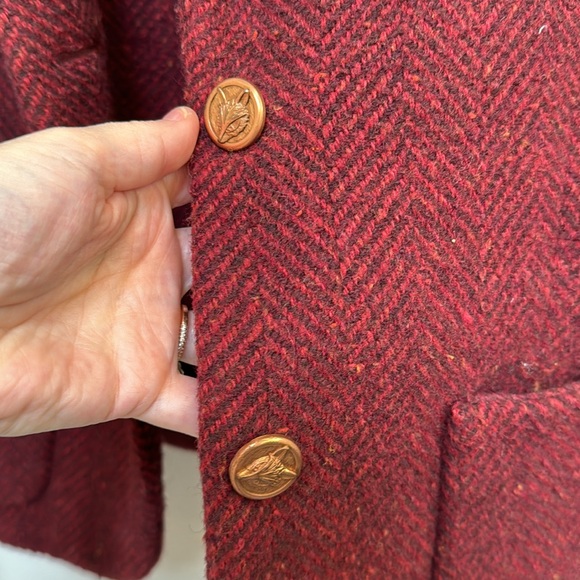Wool jacket. Subtle herringbone weave. Purchased at Anthropologie Copper buttons - Picture 3 of 5